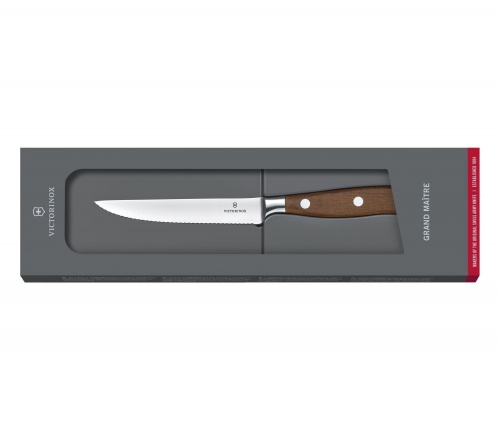 Нож Victorinox для стейка, лезвие 12 см, серрейторная заточка, дерево (подарочная упаковка) фото 2