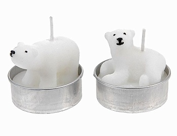 Набор фигурных свечей "Белый мишка", 4.5х4 см (упаковка 4 шт.), Koopman International