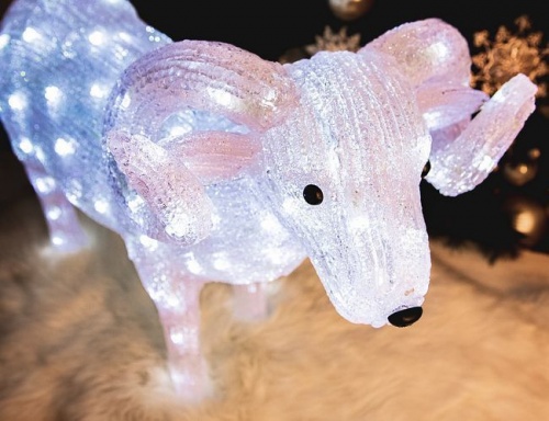 Светящийся "Белый барашек", акрил, 120 холодных белых LED-огней, уличный, 35x65x52 см, Kaemingk фото 3