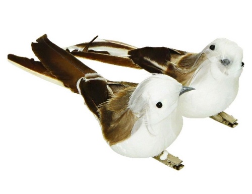 Набор декоративных птичек ПТИЧКИ-СИНИЧКИ на клипсе, перо, 15 см (2 шт.), Kaemingk (Decoris)