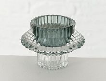 Стеклянный подсвечник БИЛАТЕРАЛЕ, двусторонний, светло-зелёный 8 см, Boltze
