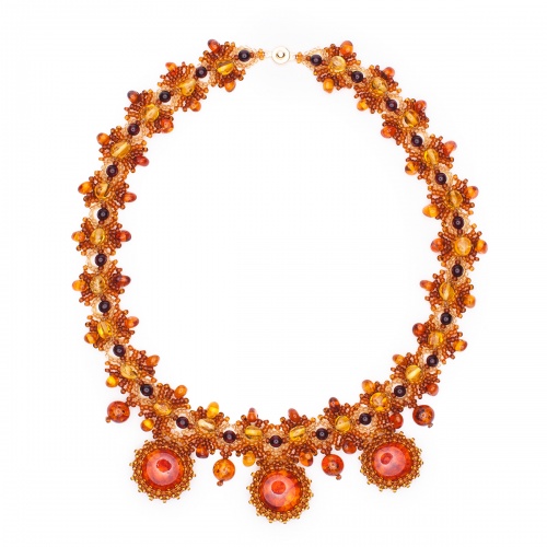 Комплект из натурального янтаря: ожерелье, браслет, 11057-2, 20922-2 фото 2