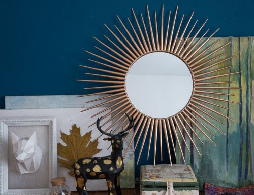 Настенное панно - солнце КАМО с зеркалом, металлическое, 75 см, Boltze