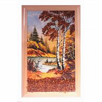 Картина "Осенний берег" из янтаря, KR-47