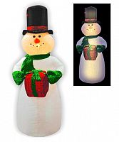 Надувная фигура "Снеговик в цилиндре" с блестящим подарком, 2,4 м, Торг-Хаус