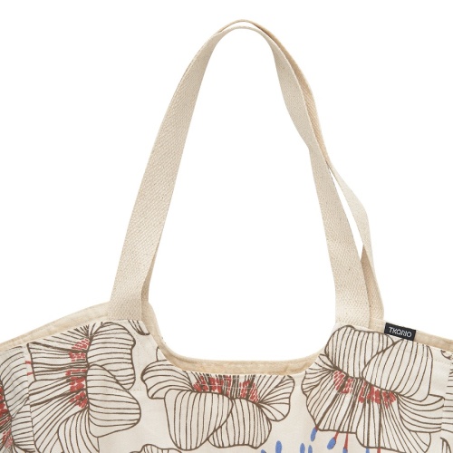 Пляжная сумка из хлопка молочного цвета с принтом Цветы из коллекции prairie фото 3