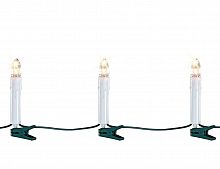 Гирлянда "Свечи" на клипсах, 6+1.5 м, 16 прозрачных ламп, провод зелёный, Kaemingk