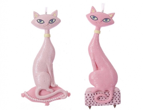 Ёлочная игрушка "Розовая кошечка",  керамика, 16 см, разные модели, Kurts Adler фото 2