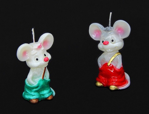 Фигурная свеча "Мышонок в штанишках", 5.5х5х9 см, разные модели, Омский Свечной
