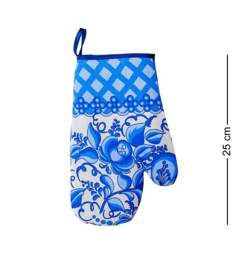 ТК-239 Набор 4 пр. «Фартук, рукавица, прихватка, полотенце» (лен, синий) фото 8