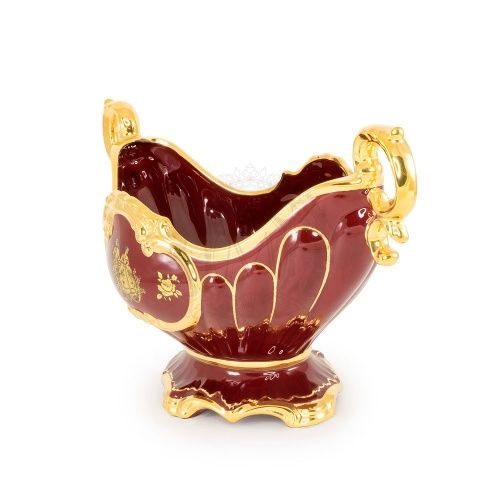 AMANTE ROSSO Ваза настольная с ручками 25х55х29 см, керамика, цвет красный, декор золото фото 2