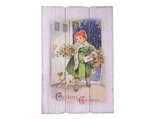 Панно "Винтажная открытка - девочка с письмом", дерево, 1.8x40x60 см, Kaemingk