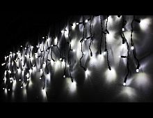 Светодиодная гирлянда "Бахрома" ICICLE RUBI МЕРЦАЮЩАЯ, 100 тёплых белых LED-огней, коннектор, чёрный каучук, уличная, SNOWHOUSE