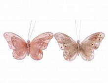 Бабочка "Чарующая нежность" на клипсе, перо, 22x16 см, разные модели, Kaemingk