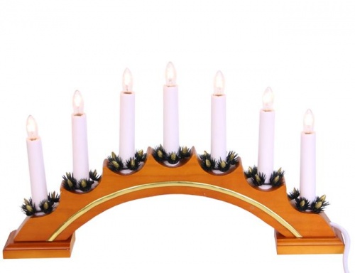 Светильник рождественский декоративный VERA (орех) на 7 свечей, 42х23 см, STAR trading