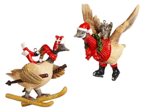Ёлочная игрушка ГУСЬ НА КОНЬКАХ, полистоун, 10 см, Goodwill фото 2