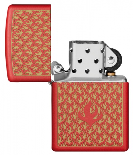 Зажигалка Zippo Flame Pattern, покрытие Red Matte, латунь/сталь, красная, матовая, 38x13x57 мм фото 4
