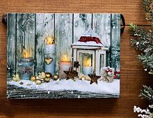 Светящееся настенное панно "Свечи в снегу", малое, LED-огни, 20х15 см, Peha Magic
