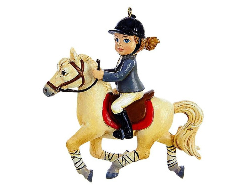 Ёлочная игрушка ЮНАЯ ВСАДНИЦА на коне, полистоун, 9 см, Kurts Adler