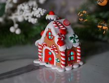 Светящаяся ёлочная игрушка ИМБИРНО-МЕДОВЫЙ ДОМИК (дверца со звездочками), полистоун, 10 см, EDG