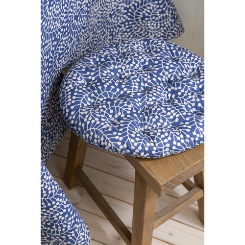 Подушка на стул круглая темно-синего цвета с принтом Спелая Смородина из коллекции scandinavian touch, 40 см фото 7