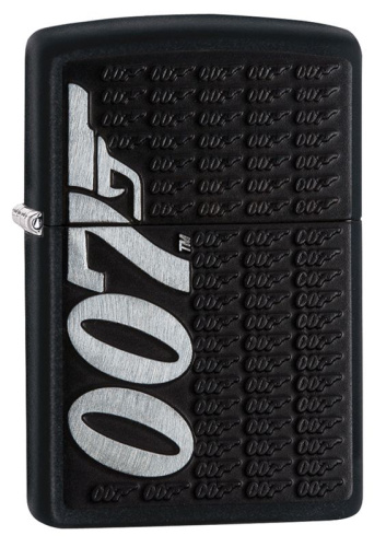 Зажигалка Zippo James Bond с покрытием Black Matte, латунь/сталь, чёрная, матовая, 36x12x56 мм