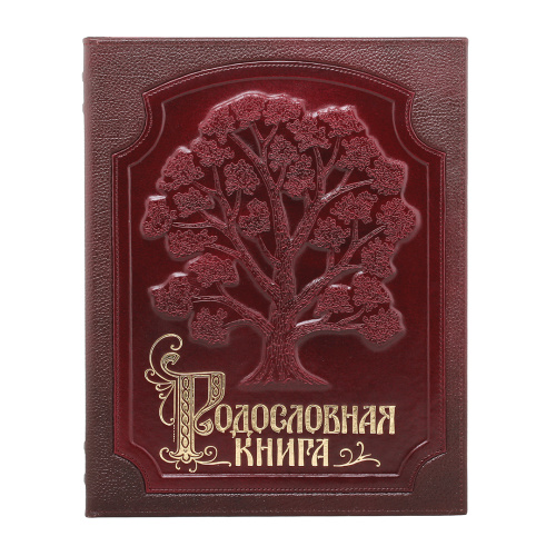 Подарочная книга - "Исторические Сказания" - Родословная книга "Изысканная бордо", материалы: бумага, натуральная кожа, картон, цвет: красный