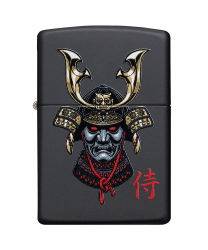 Зажигалка Zippo Samurai Helmet Design, покрытие Black Matte, латунь/сталь, чёрная, матовая фото 6