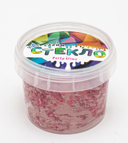 Слайм "Стекло" прозрачный с красными сердечками, 100 гр