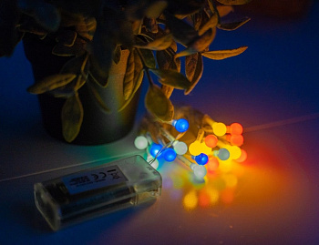 Электрогирлянда ШАРИКИ на батарейках, 20 разноцветных LED ламп, 1.9 м, прозрачный провод, Koopman International