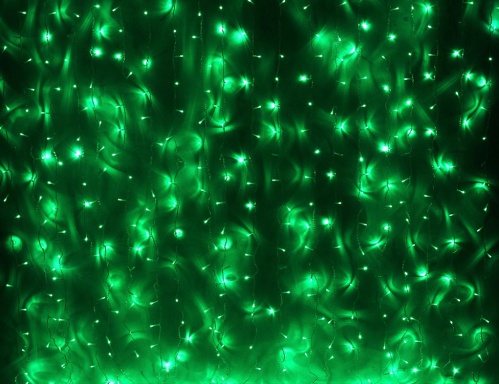 Занавес световой PLAY LIGHT, 625 зеленых LED ламп, 2.4х1,5 м, 220 V, прозрачный провод, коннектор, уличная, SNOWHOUSE