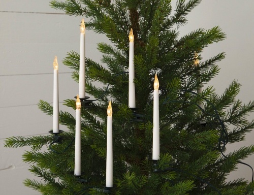 Свечи для ёлки WONDERFUL CHRISTMAS, белые, 16 тёплых белых LED-огней, 10+5 м, зелёный провод, STAR trading