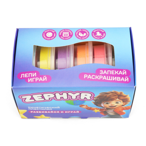 Кинетический пластилин "Zephyr" (Зефир) Набор из 6 цветов по 75 гр фото 3