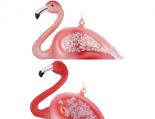 Стеклянная ёлочная игрушка "Грациозный фламинго", 9х5х13 см, разные модели, Edelman фото 2
