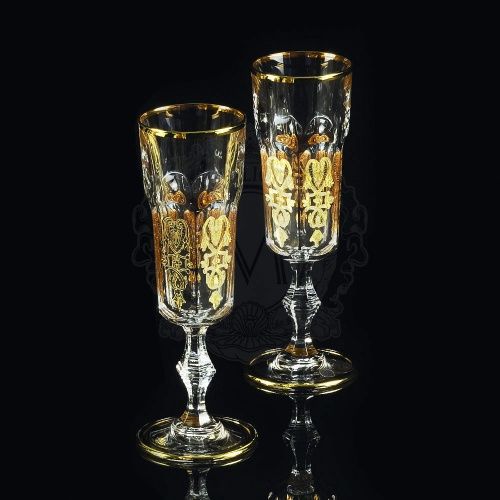 GLORIA Бокал для шампанского, набор 2 шт, хрусталь/декор золото 24К фото 2