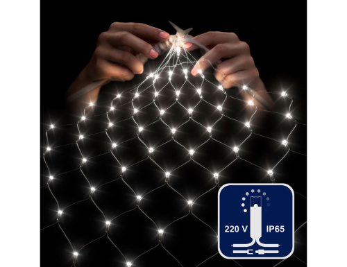 Светодиодная гирлянда Сетка 2*3 м, 384 холодных белых LED ламп, прозрачный ПВХ, соединяемая, контроллер, IP65, Rich LED