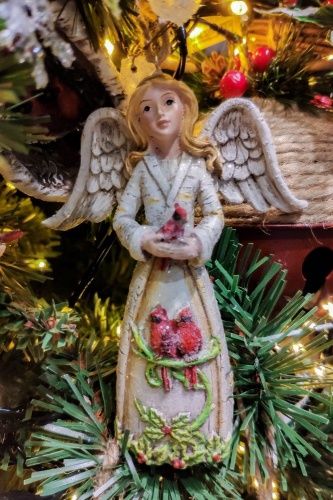 Ёлочная игрушка "Берестяной ангел", полистоун, 12 см, разные модели, Kurts Adler фото 2