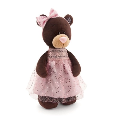 Медведь Milk стоячая в платье с блестками, 35 см, ORANGE TOYS