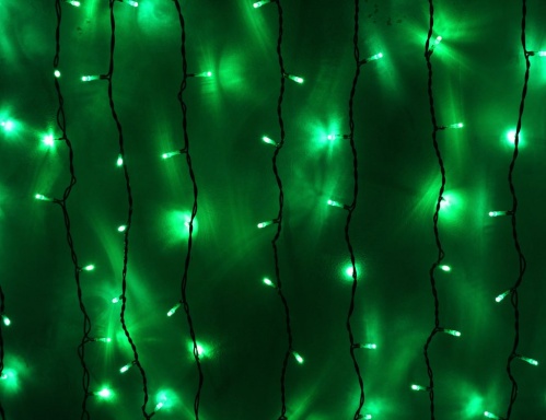 Гирлянда "Световой занавес" 1425 зеленых LED-ламп,  2х6 м, коннектор, черный провод, фото 2