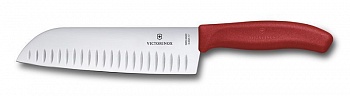 Нож сантоку сантоку, лезвие 17 см рифленое, красный (подарочная упаковка)