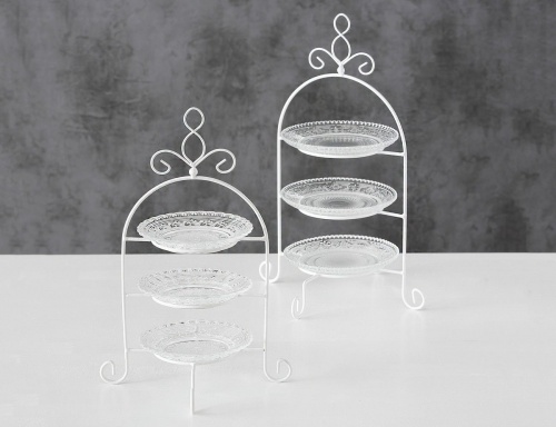 Этажерка для сервировки стола "Мадита", стекло, металл, белая, трехъярусная, 32х21 см, Boltze фото 3
