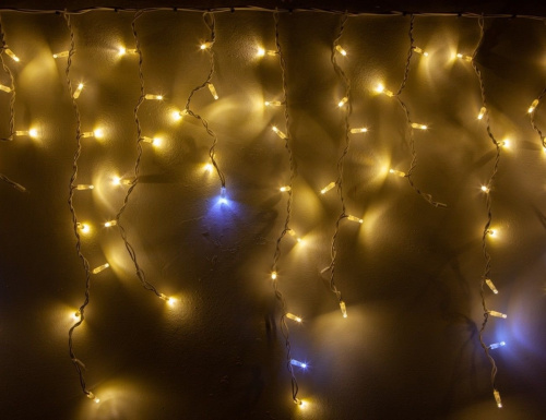 Светодиодная бахрома Legoled 3.2*0.9 м, 168 теплых белых LED ламп, холодное белое мерцание, черный КАУЧУК, соединяемая, IP54, Laitcom фото 3