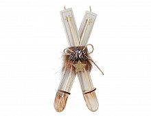 Деревянная ёлочная игрушка "Лыжи с шишками", белые, 19х8х3 см, Edelman