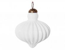 Набор стеклянных ёлочных шаров-луковок "Белый опал", 9 см, набор 4 шт., SHISHI