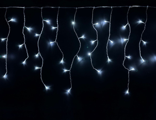 Светодиодная гирлянда длинная БАХРОМА ICICLE, 1000 холодных белых LED-огней, 25х0.5+1.5 м, коннектор, прозрачный ПВХ, уличная, SNOWHOUSE фото 4