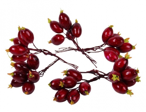 Аксессуар для декорирования "Ягоды шиповника" на проволоке, 6 гроздей по 6 ягод, Hogewoning фото 3