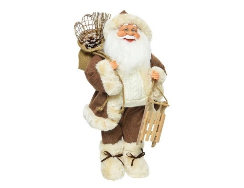 "Санта" с санками, в коричневом костюме, Kaemingk