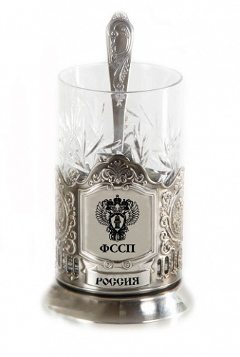 Подстаканник от "ФССП РФ" из нержавеющей стали и хрусталя, с декоративными элементами длиной 65 см, цвет: Серый фото 6