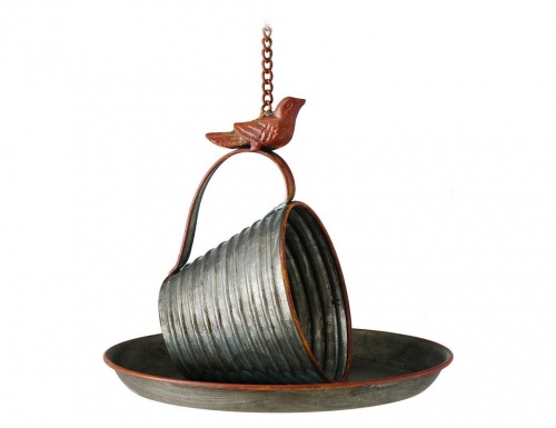 Декоративная кормушка для птиц "Винтажная чашечка", металлическая, медно-серая, 22х20 см, Boltze фото 4