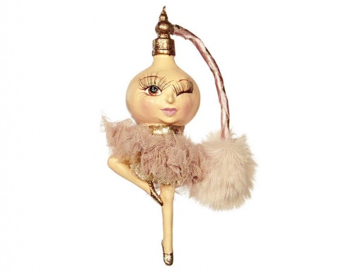 Ёлочная игрушка "Балерина - лукавый флакончик", полистоун, текстиль, кремовая, 16 см, Goodwill